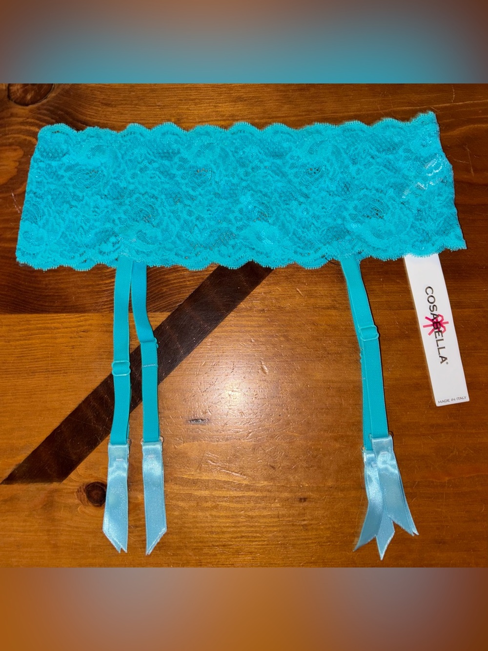 Cosabella Never Say Never Flirtie Garter Belt in Blue Mediterranean One Size S/M